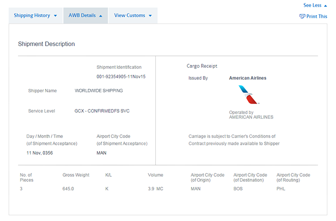 screenshot of AWB Details tab