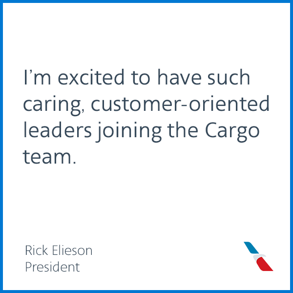 I'm excited to have such caring, customer-oriented leaders joining the Cargo team